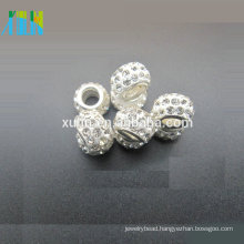 hot selling big hole in middle base ball with AAA rhinestone paved beads for DIY hobby